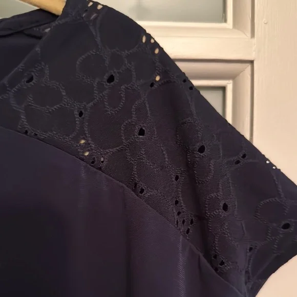 Michael Kors Blue Boxy Blouse Relaxed Fit - Picture 2 of 6